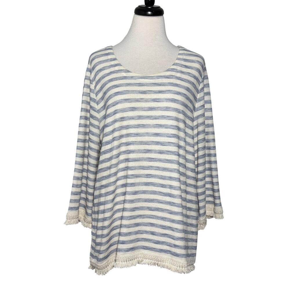 J Jill SZ L Coastal Nautical Striped Top